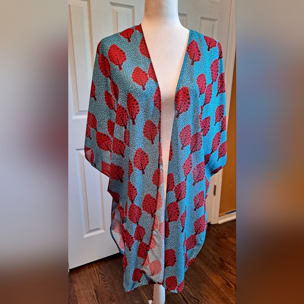 Stunning! Diyanu Teal and Beet Knee Length Shawl